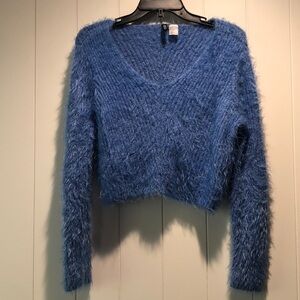 H&M Divided fuzzy soft  stretchy cornflower blue semi  crop sweater S